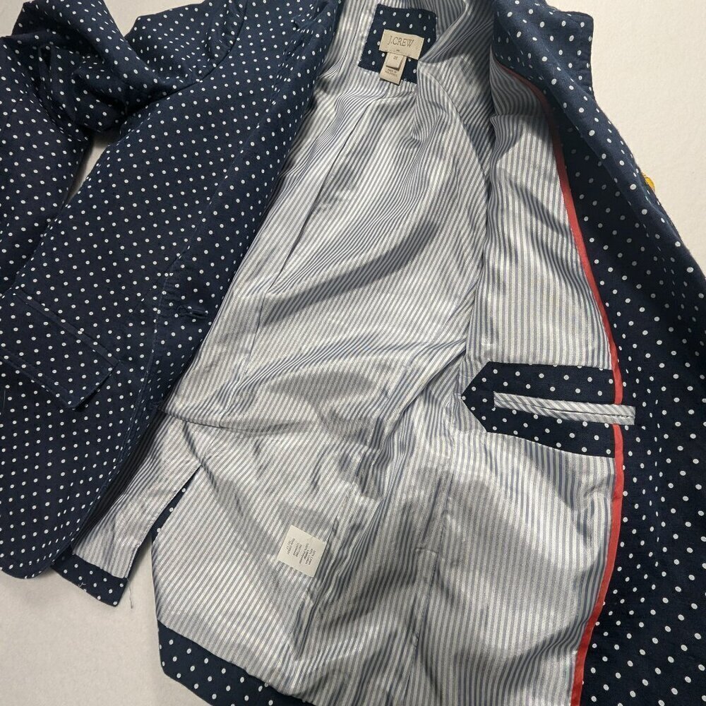 J. Crew  Blazer Polka Dot Navy Blue size 00 - Picture 9 of 14